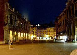 Piazza dei Signori by night.