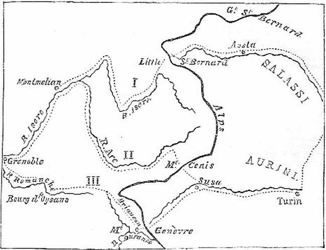 Route of Hannibal. (See p. 90.)